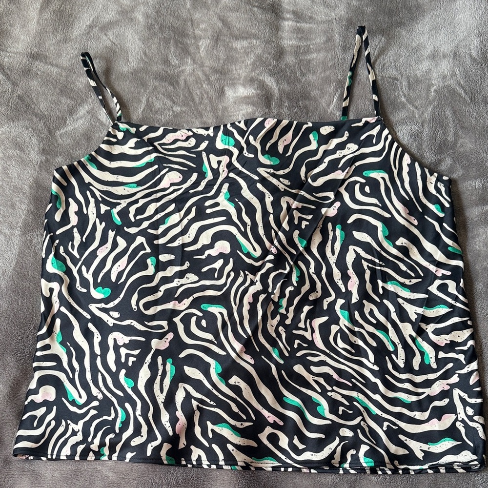 Nine West Black and White Zebra Print Camisole